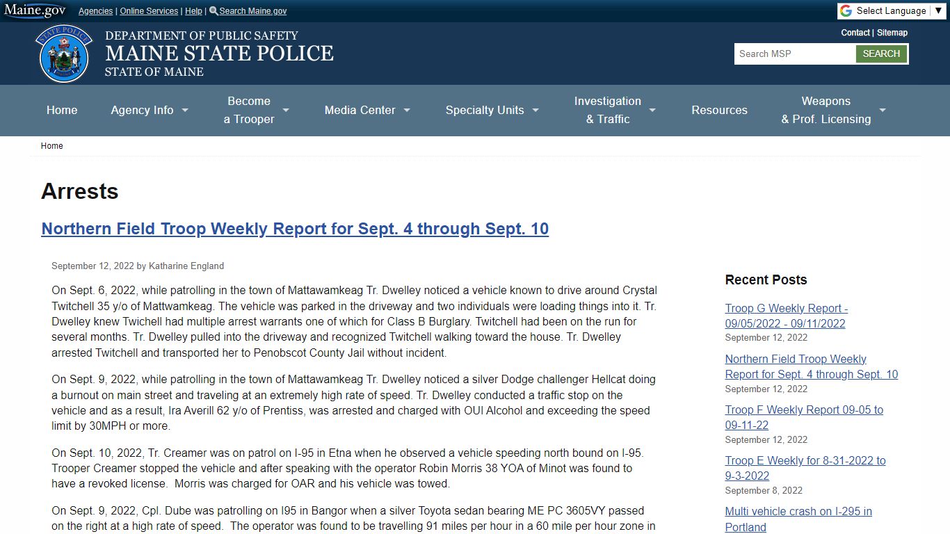 Arrests | Maine State Police