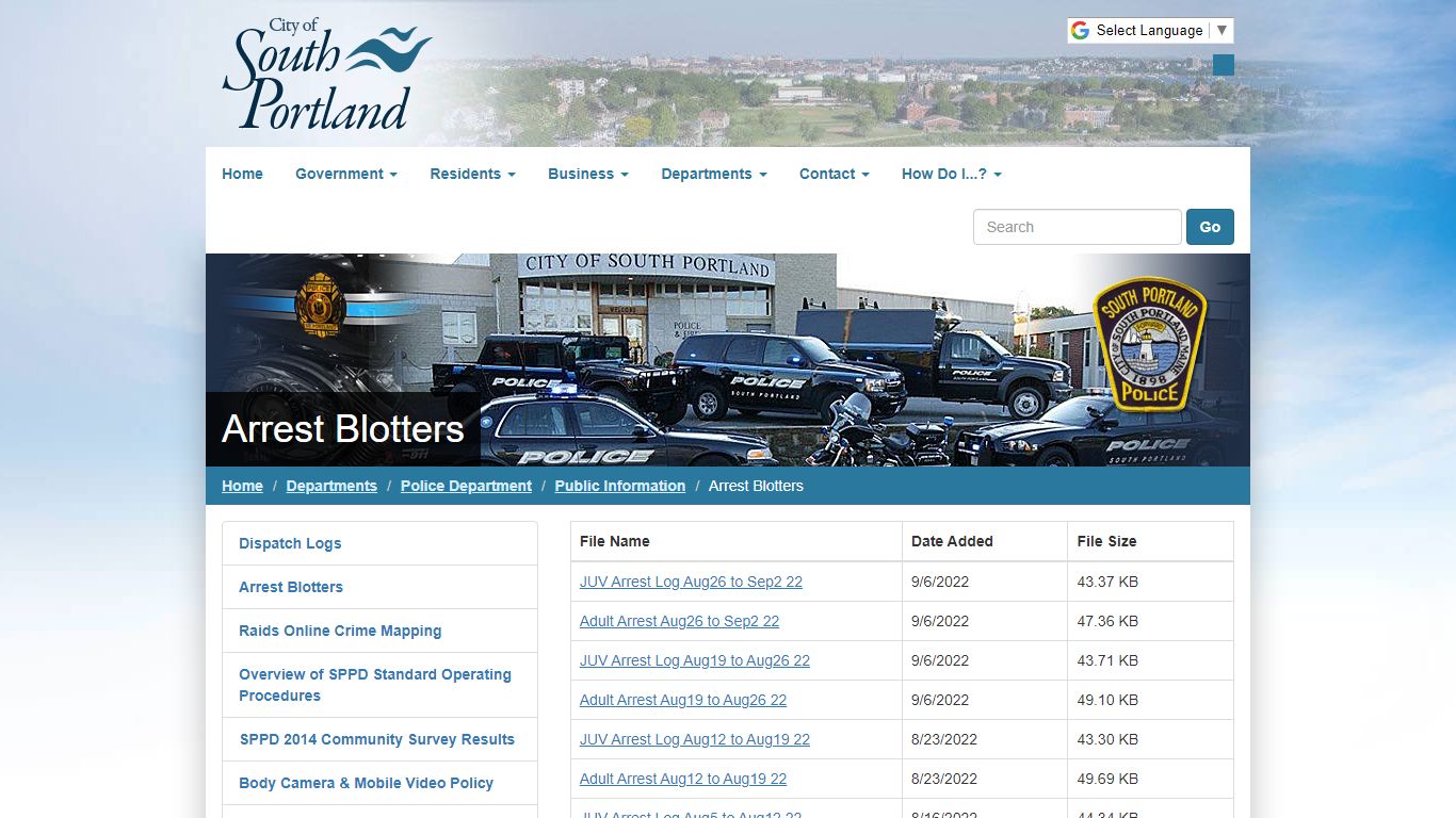 City of South Portland, Maine | Official Website :: Arrest Blotters